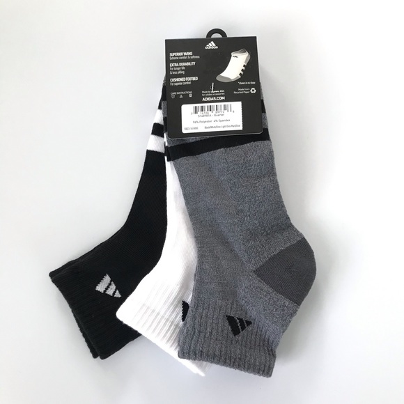 Adidas men’s quarter socks 3 pair size 6-12 black - Picture 2 of 2